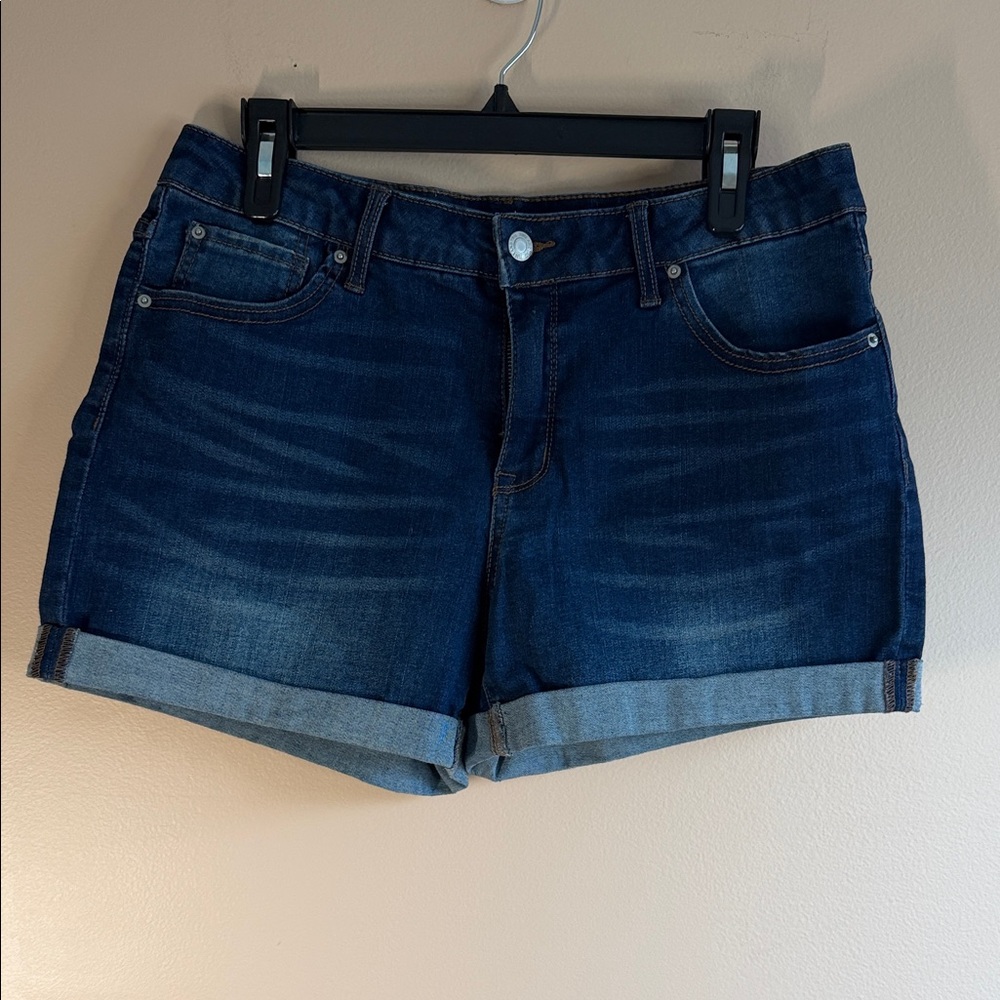 Time and Tru Dark Wash Cuffed Jean Shorts